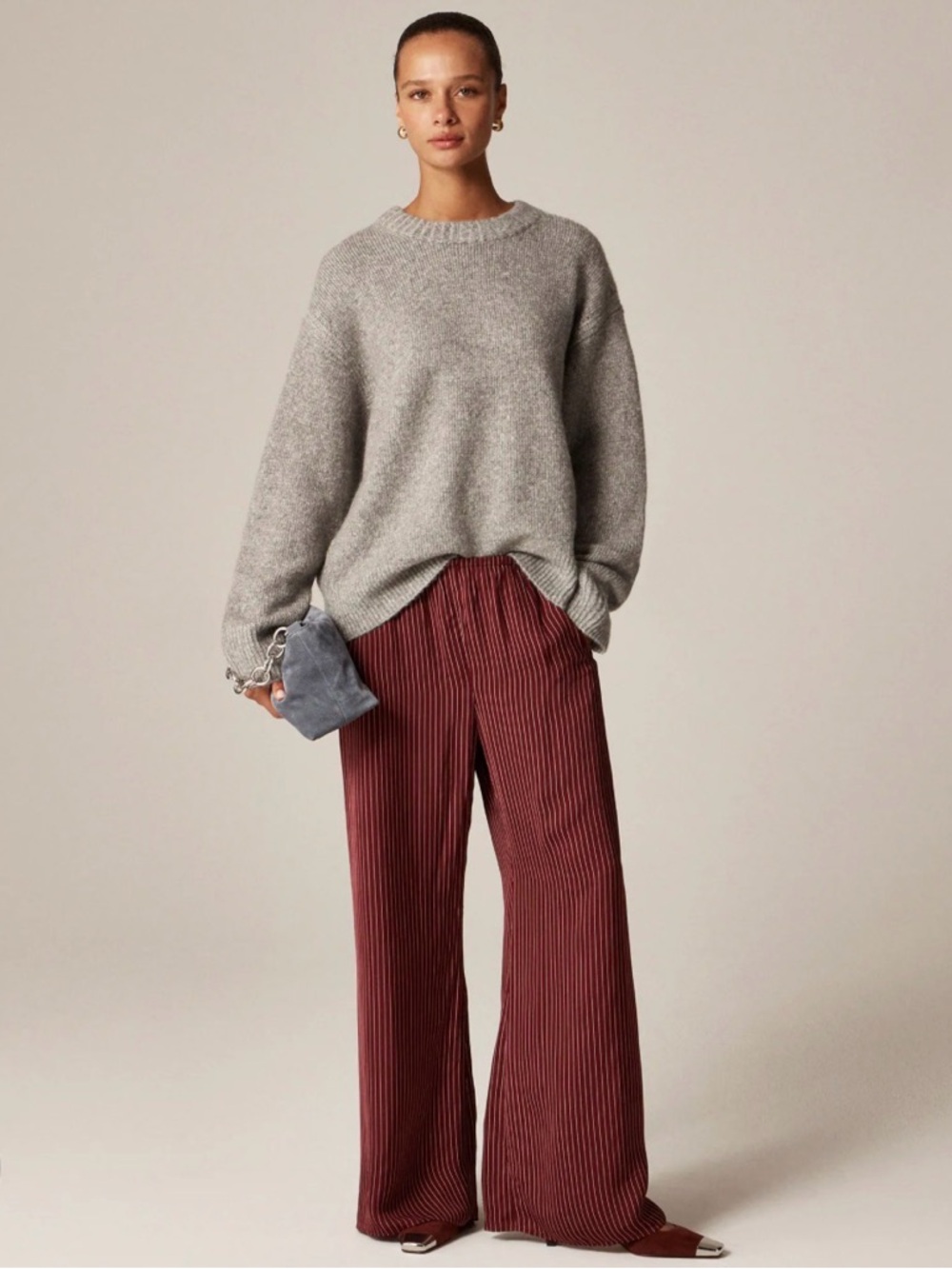 J. Crew Cosmo Pant in maroon stripe